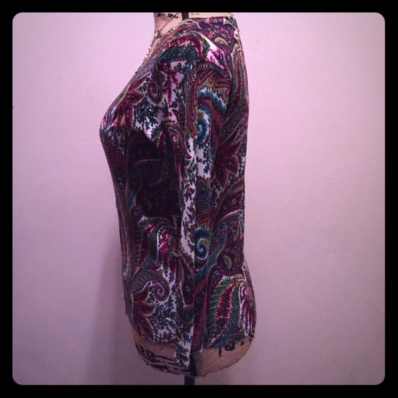 Joseph A Womens Button Front Cardigan Seater Paisley-S - Picture 4 of 6